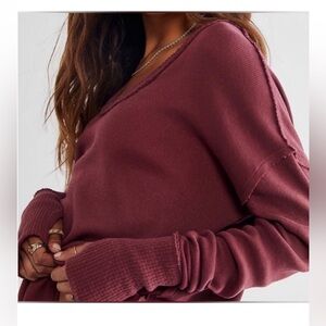 Free People Deep burgundy Long Sleeve Shirt